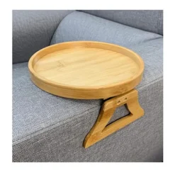 Naturlig bambus bord sofa armlæn klips bakke