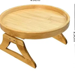 Naturlig bambus bord sofa armlæn klips bakke
