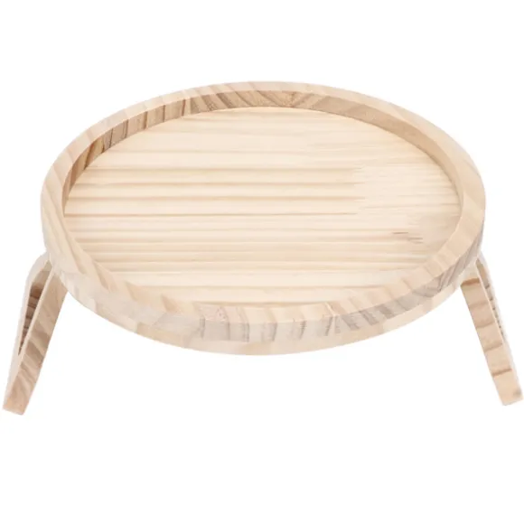 Naturlig Bambus Clip-On Bakke 25cm Rund Sofa Armlænsbord til Snacks Kaffe Te Fjernbetjening