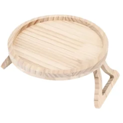 Naturlig Bambus Clip-On Bakke 25cm Rund Sofa Armlænsbord til Snacks Kaffe Te Fjernbetjening