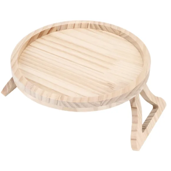 Naturlig Bambus Clip-On Bakke 25cm Rund Sofa Armlænsbord til Snacks Kaffe Te Fjernbetjening