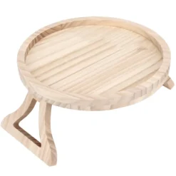 Naturlig Bambus Clip-On Bakke 25cm Rund Sofa Armlænsbord til Snacks Kaffe Te Fjernbetjening