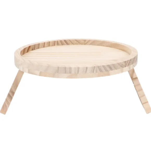 Naturlig Bambus Clip-On Bakke 25cm Rund Sofa Armlænsbord til Snacks Kaffe Te Fjernbetjening