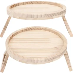 Naturlig Bambus Clip-On Bakke 25cm Rund Sofa Armlænsbord til Snacks Kaffe Te Fjernbetjening