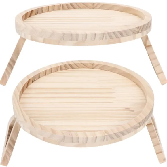 Naturlig Bambus Clip-On Bakke 25cm Rund Sofa Armlænsbord til Snacks Kaffe Te Fjernbetjening