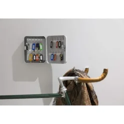 Nøgleskab med 20 kroge | Vægskab til opbevaring af 20 nøgler | Nem installation vægmonteret | 20 x 16 x 8 cm