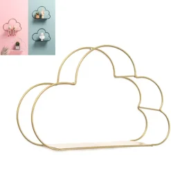 Nordisk Jern Skyform Dekorativ Hylde Pottet Ornament Opbevaringsholder Rack Hylder Vægdekoration