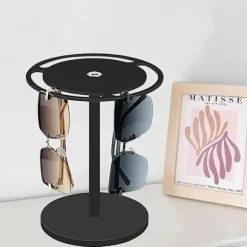 Ny bordplade solbriller holder akryl solbriller arrangør står 360 roterende briller display rack（sort）