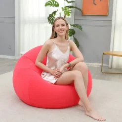 Ny PVC flocking oppustelig doven sofa sfærisk sofa stol foldbar udendørs fritids lænestol sofa skammel pink