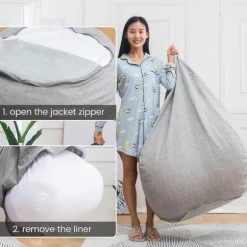 Nyt indre foder til Bean Bag Chair Coer Stor Let at rengøre Soffsits coolwhite 100x120cm
