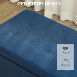 Opbevaring osmannisk bænk med knaptuft, blå, 125 cm
