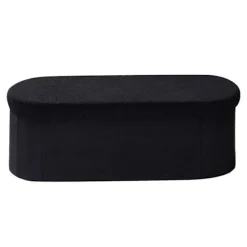 Opbevaringsbænk - DUOKU - Foldbar Oval - Polstret Teddy Plys Kiste - Sort - 299,37 kg Svart