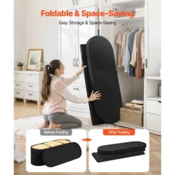 Opbevaringsbænk - DUOKU - Foldbar Oval - Polstret Teddy Plys Kiste - Sort - 299,37 kg Svart