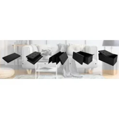Opbevaringsbænk, foldbar MDF, 80x40x40cm, aftageligt sæde, sort
