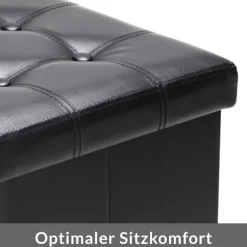 Opbevaringsbænk, foldbar MDF, 80x40x40cm, aftageligt sæde, sort
