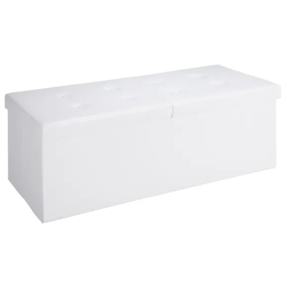Opbevaringsbænk med sæde, hvid, 115x38x38cm, foldbar