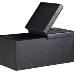 Opbevaringsbænk, sort, 80x40x40cm, foldbar, 100L kapacitet