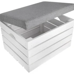 Opbevaringspuf - CREATIVE DECO - Hvid - Indendørs - 50 x 40 x 35 cm Vit
