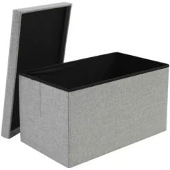 Opbevaringspuf grå 54 l sammenklappelig 60x30x30 cm vandafvisende