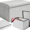 Opbevaringspuf velour grå 54 l 60x30x30 cm foldbar 80 kg