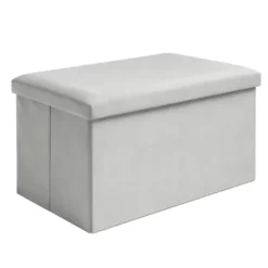 Opbevaringspuf velour grå 54 l 60x30x30 cm foldbar 80 kg