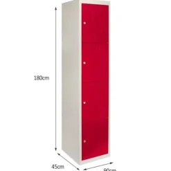 Opbevaringsskabe - Metal - 3 skabe 4 døre - Låsbare - Rød og grå - Integreret ventilation Röd, grå