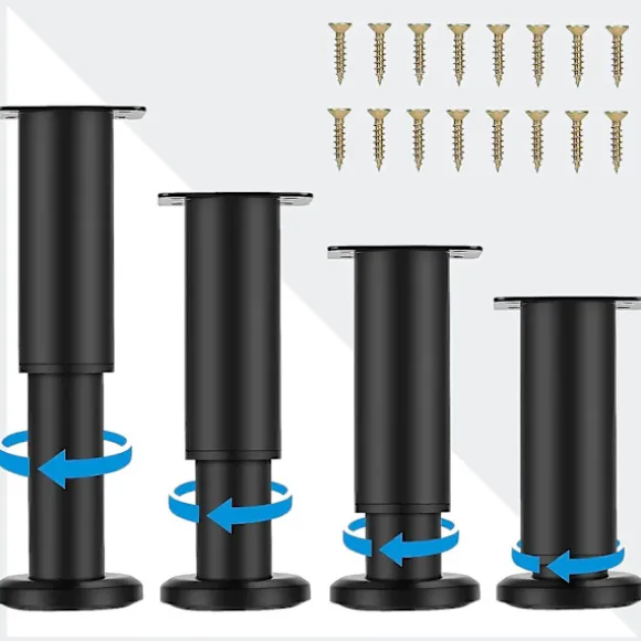 (Opgraderede justerbare møbelben i metal 12-18 cm, kraftige kabinetbenforlængere til sofa/seng/skrivebord/sofa/bord/stol/kommode, udskiftningsben Black 4.7 7 inch | Fyndiq