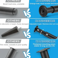 (Opgraderede justerbare møbelben i metal 12-18 cm, kraftige kabinetbenforlængere til sofa/seng/skrivebord/sofa/bord/stol/kommode, udskiftningsben Black 4.7 7 inch | Fyndiq