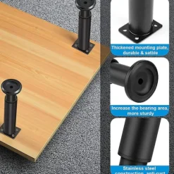 (Opgraderede justerbare møbelben i metal 12-18 cm, kraftige kabinetbenforlængere til sofa/seng/skrivebord/sofa/bord/stol/kommode, udskiftningsben Black 4.7 7 inch | Fyndiq