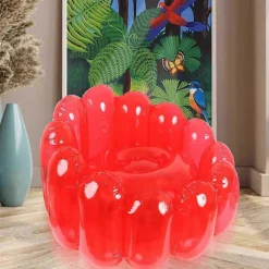 Oppustelig Jelly Stol - Bærbar Oppustelig Sofa til Indendørs og Udendørs Brug, Oppustelig Sofastol, Luftsofa til Have og Terrasse Red