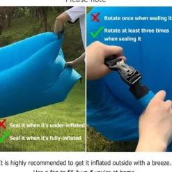 Oppustelig Lounger Luftstol Sofaseng Sovepose Sofa til Strand Camping Sø Have (Blå)