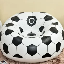Oppustelig sofa Oppustelig flokkesofa Lazy Sofa Sækkestol Fodbolddesign Oppustelig stol Fodbold Luftblæs Strandstol til udendørs udenfor inde