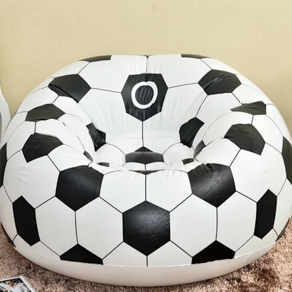 Oppustelig sofa Oppustelig flokkesofa Lazy Sofa Sækkestol Fodbolddesign Oppustelig stol Fodbold Luftblæs Strandstol til udendørs udenfor inde