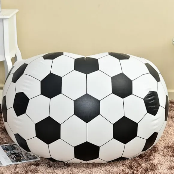Oppustelig sofa Oppustelig flokkesofa Lazy Sofa Sækkestol Fodbolddesign Oppustelig stol Fodbold Luftblæs Strandstol til udendørs udenfor inde
