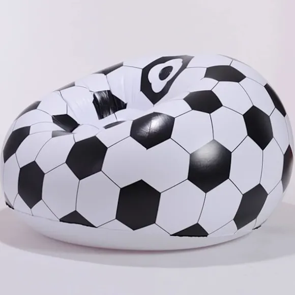 Oppustelig sofa Oppustelig flokkesofa Lazy Sofa Sækkestol Fodbolddesign Oppustelig stol Fodbold Luftblæs Strandstol til udendørs udenfor inde