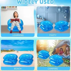 Oppustelig sofa til børn - Transparent blå - Bærbart vandlege-møbel