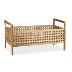 Osmannisk bænk Opbevaringssæde i valnød m/ hørpude, opbevaringsbænk 46,5x92,6x49 cm