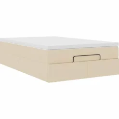 Ottoman seng ramme - Eksklusiv hus - 120x200cm - Creme stof - Opbevaring under sengen grädde, vit