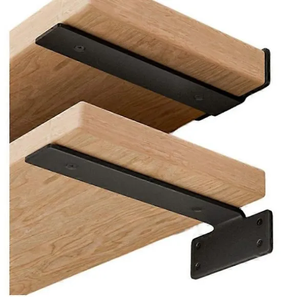 6-pak - 15 cm Sort L Hyldeknægt (5 mm Tyk) Jern Hyldeknægte, Metal Hyldeknægt, Industriel Hyldeknægt, Moderne