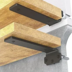 6-pak 10 cm flydende hyldeknægte, kraftige hyldeknægte til hylder, sortmalet metal vægmonterede hyldeknægte, 75 kg bæreevne