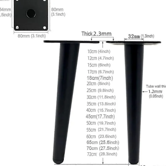 4-pak 30 cm lange metalbordben til moderne møbler kommode skab skrivebord stol skammel udskiftning møbelstøtteben 800 kg kapacitet