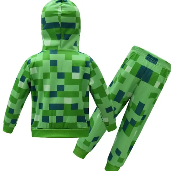 2-pak børnekostumer Minecraft til børn, langærmet trøje med hætte og bukser-FA- 120cm