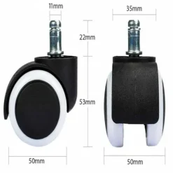 5-pak Hjul til Kontorstol - 11 mm Sort Black Svart