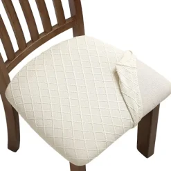 6-pak Jacquard Stretch Spisestuestolbetræk, Aftageligt & Vaskbart [ZHE]