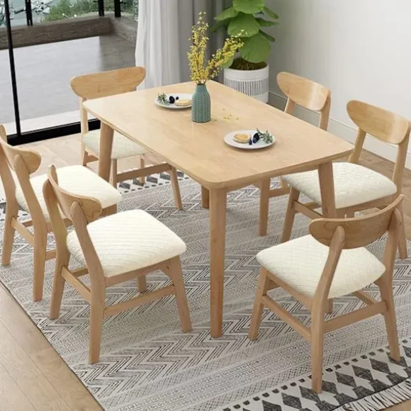 6-pak Jacquard Stretch Stolebetræk til Spisestue, Aftagelige & Vaskbare