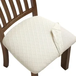 6-pak Jacquard Stretch Stolebetræk til Spisestue, Aftagelige & Vaskbare