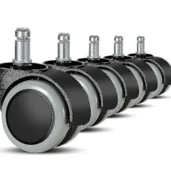 5-pak kontorstolhjul 11 mm / 22 mm erstatning hårdt gulv til gamingstole, drejestole - JA GrayBlack