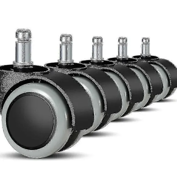 5-pak kontorstolhjul 11 mm / 22 mm erstatning hårdt gulv til gamingstole, drejestole - JA GrayBlack