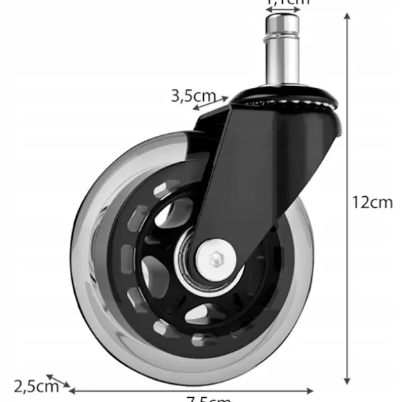 5-pak kontorstolshjul - 11 mm Transparent Transparent