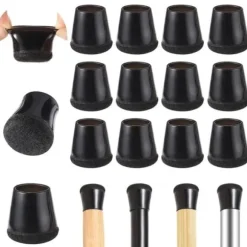 40-pak Möbeltassar / Stolbensbeskyttere med Filt – Silikone Gulvbeskyttere til Stolben 15-18 mm